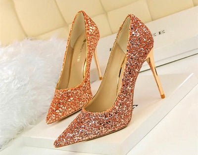 Till the Glitter Ends Bronze High Heels - Fashion Genie Boutique