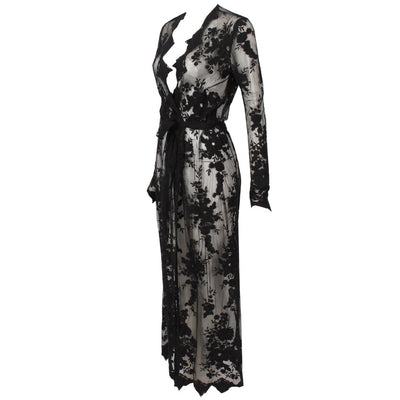 Chelsea Black Lace Robe - Fashion Genie Boutique