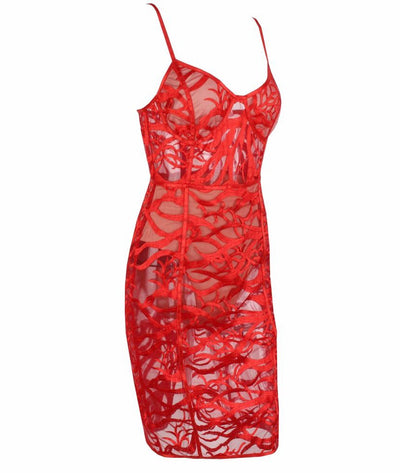 Adore You Red Lace Mini Dress - Fashion Genie Boutique