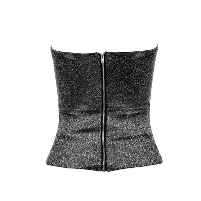 Powerhouse Silver Strapless Glitter Top - Fashion Genie Boutique