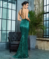 Alabama Green Cowl Neck Sequin Maxi Fishtail Dress - Fashion Genie Boutique