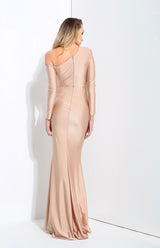 Showstopper Nude Long Sleeve Maxi Dress - Fashion Genie Boutique