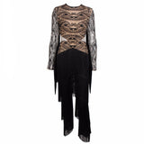 Confessions Black Long Sleeved Tassel Fringed Jumpsuit - Fashion Genie Boutique