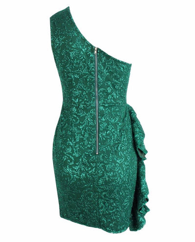 Sweeter Than Sugar Green Glitter Embellished Frill Mini Dress - Fashion Genie Boutique