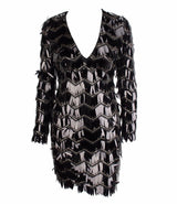 Keep Them Keen Black Long Sleeve Sequin Tassel Mini Dress - Fashion Genie Boutique
