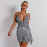 Glam Night Lavender Sequin Fringe Mini Party Dress - Fashion Genie Boutique