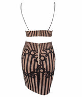 Mia Black & Nude Glitter Crop Top & Skirt Co-Ord - Fashion Genie Boutique