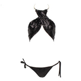 Olivia Black Sequin Choker Bikini Swimsuit - Fashion Genie Boutique