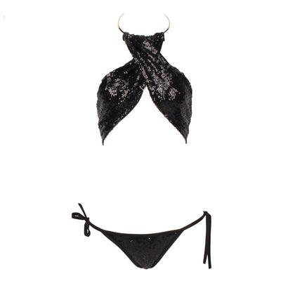 Olivia Black Sequin Choker Bikini Swimsuit - Fashion Genie Boutique
