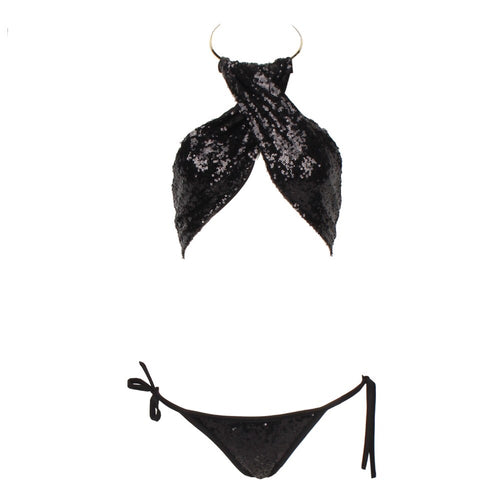 Olivia Black Sequin Choker Bikini Swimsuit - Fashion Genie Boutique