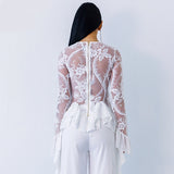 Whispering Winds White Mesh Ruffle Top - Fashion Genie Boutique