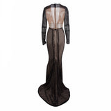 Spiffed Up Black Long Sleeve Plunge Maxi Dress - Fashion Genie Boutique
