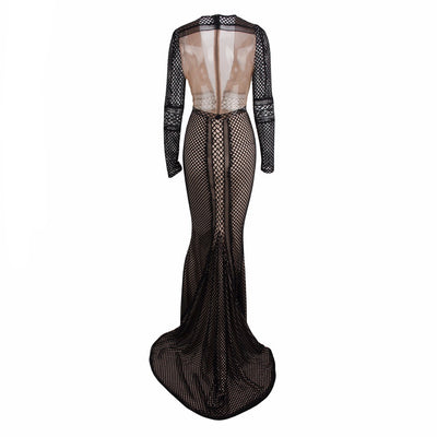 Spiffed Up Black Long Sleeve Plunge Maxi Dress - Fashion Genie Boutique