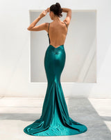 In Your Dreams Green Maxi Satin Gown Dress - Fashion Genie Boutique