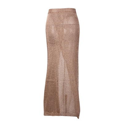 Baby Cakes Gold Metallic Knit Maxi Skirt - Fashion Genie Boutique