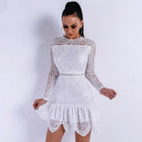 Jinx White Crochet Long Sleeve Mini Dress - Fashion Genie Boutique