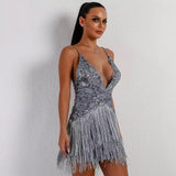 Glam Night Lavender Sequin Fringe Mini Party Dress - Fashion Genie Boutique