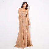 Magic Hour Gold Glitter Detatchable Maxi Gown Dress - Fashion Genie Boutique