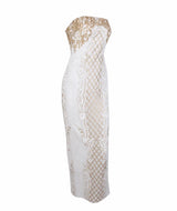 A Long Affair White & Gold Sequin Strapless Maxi Dress - Fashion Genie Boutique