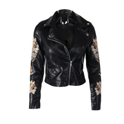 Dream Keeper Black Faux Leather Embroidered Jacket - Fashion Genie Boutique
