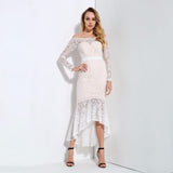 Vibe Seeker White Lace Bardot Midi Dress - Fashion Genie Boutique