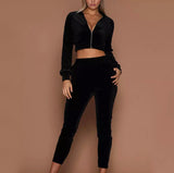 Netflix and Chill Nude Velvet Cropped Lounge Co-Ord - Fashion Genie Boutique