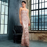 Godiva Gold Strapless Sequin Maxi Fishtail Dress - Fashion Genie Boutique