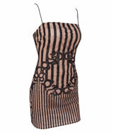 Moonlight Silver Glitter Embellished Stripe Mini Dress - Fashion Genie Boutique