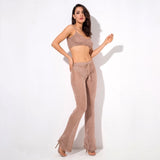 Palm Springs Rose Gold Metallic Knitted Crop Top - Fashion Genie Boutique