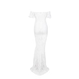 Hotline Black Bardot Lace Maxi Dress - Fashion Genie Boutique