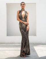 Disco Inferno Black & Gold Glitter Maxi Dress - Fashion Genie Boutique