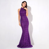 Prosecco Please Purple Glitter Embellished  Maxi Dress - Fashion Genie Boutique
