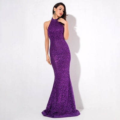 Prosecco Please Purple Glitter Embellished  Maxi Dress - Fashion Genie Boutique