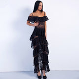 Lacey Days White Lace Ruffle Detail Maxi Dress - Fashion Genie Boutique