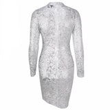 Subtly Splendid Silver Long Sleeve Sequin Mini Dress - Fashion Genie Boutique