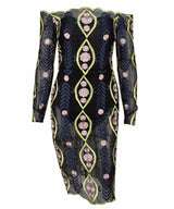 Shelly Black Bardot Long Sleeve Mesh Mini Dress - Fashion Genie Boutique