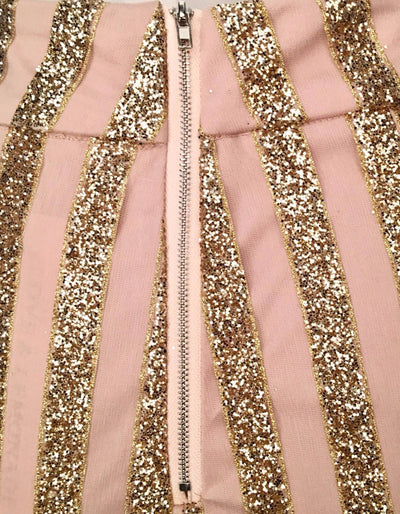 Walk Of Fame Gold & Nude Glitter Skinny Trousers - Fashion Genie Boutique