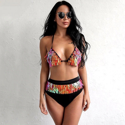 Love On Top Silver Sequin Bikini Swimsuit - Fashion Genie Boutique