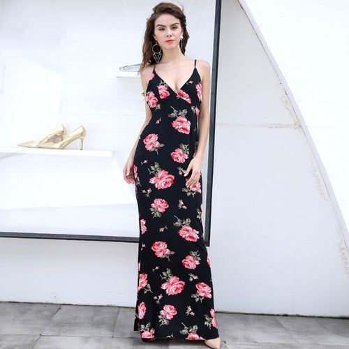 Tropical Treat Black Multi Floral Maxi Dress - Fashion Genie Boutique