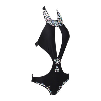 Bossy Beach Black Crystal Embellished Swimsuit - Fashion Genie Boutique
