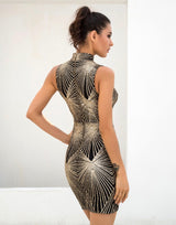 Saturday Night Delight Black & Gold Glitter Mini Dress - Fashion Genie Boutique