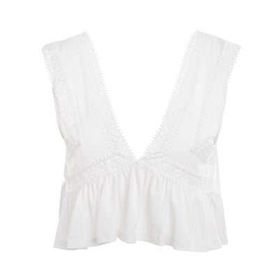 Summer Song Yellow Frill Wrap Front Crop Top - Fashion Genie Boutique