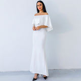 Aveline White Bardot Maxi Dress - Fashion Genie Boutique
