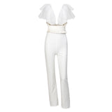 Love Spell White Mesh Strap Jumpsuit - Fashion Genie Boutique