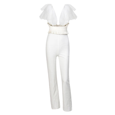 Love Spell White Mesh Strap Jumpsuit - Fashion Genie Boutique
