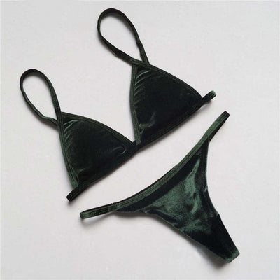 Jocelyn Burgundy Velvet Bikini Swimsuit - Fashion Genie Boutique