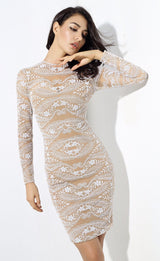 Unapologetic Diva Nude Long Sleeve Mini Dress - Fashion Genie Boutique