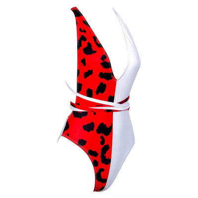 Sunset Chic Red & White Two Tone Leopard Swimsuit - Fashion Genie Boutique