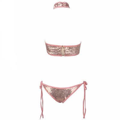 Need I Say Shore? Gold Sequin Choker Bikini - Fashion Genie Boutique