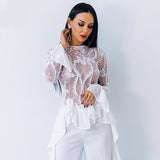 Whispering Winds White Mesh Ruffle Top - Fashion Genie Boutique